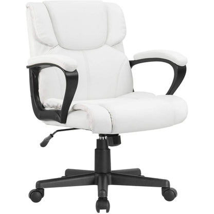 Furmax Mid Back Executive Office Swivel Computer Task Armrests Ergonomic Leather-Padded Desk Chair with Lumbar Support