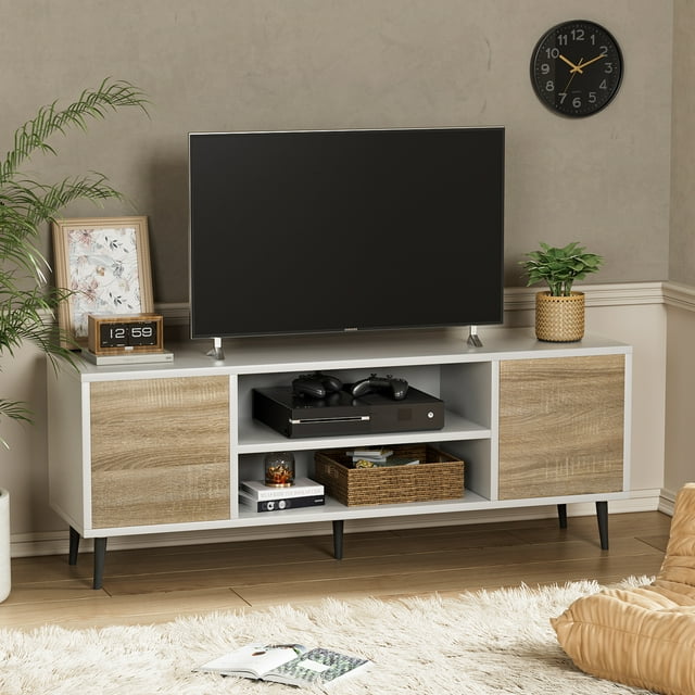 Furmax Mid-Century 2-Door TV Stand for TVs up to 65",