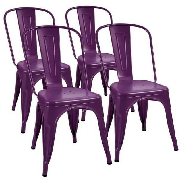 Furmax Set of 4 Metal Dining Chairs