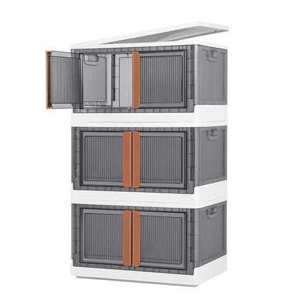 Furmax Storage Bins with Lids Collapsible Storage Cabinet for Closet Organizers, Plastic Container for Clothes, Books, Toys Stackable Storage Box with Wheels for Home, Dorm