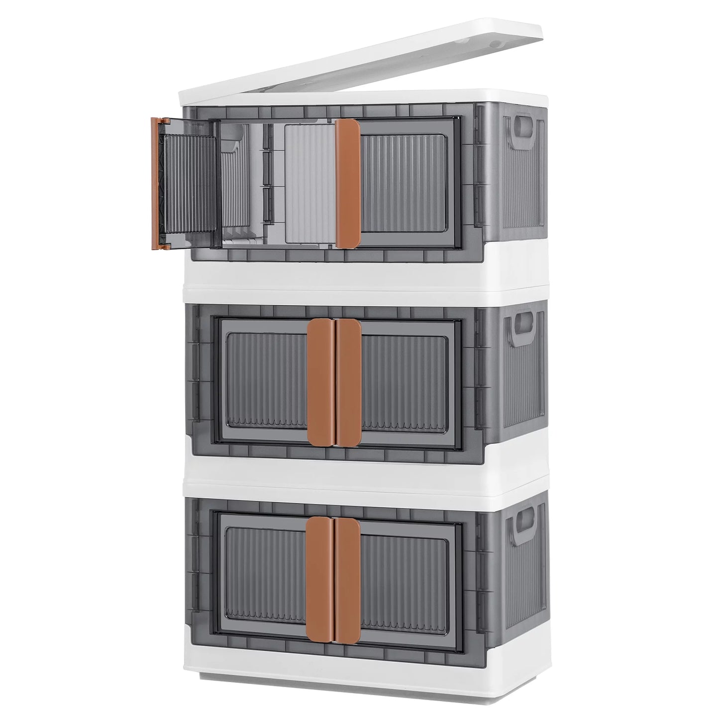 Furmax Storage Bins with Lids Collapsible Storage Cabinet for Closet Organizers, Plastic Container for Clothes, Books, Toys Stackable Storage Box with Wheels for Home, Dorm