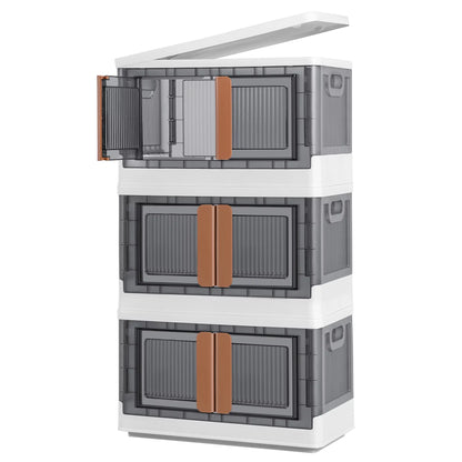Furmax Storage Bins with Lids Collapsible Storage Cabinet for Closet Organizers, Plastic Container for Clothes, Books, Toys Stackable Storage Box with Wheels for Home, Dorm