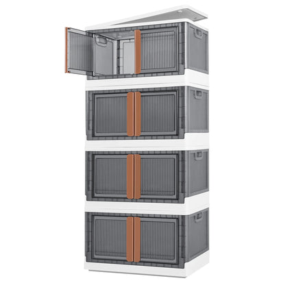 Furmax Storage Bins with Lids Collapsible Storage Cabinet for Closet Organizers, Plastic Container for Clothes, Books, Toys Stackable Storage Box with Wheels for Home, Dorm