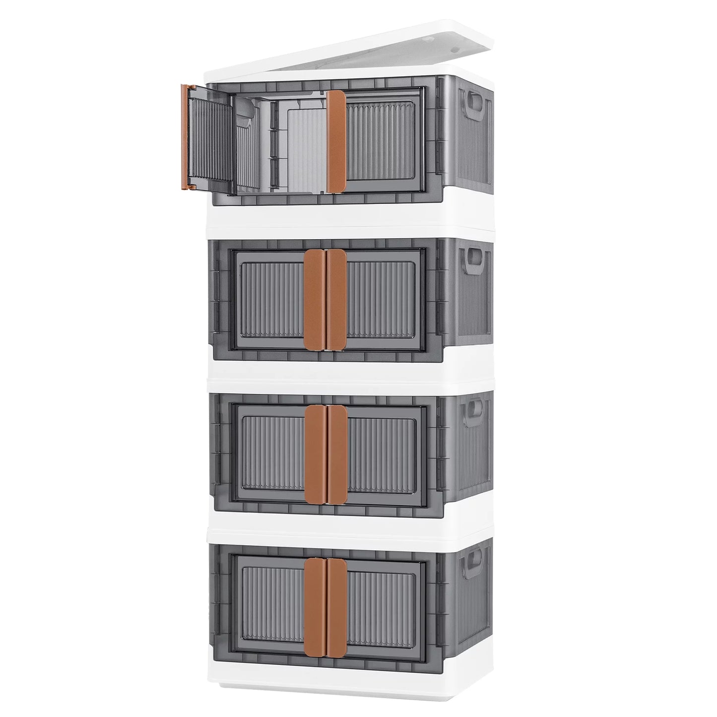 Furmax Storage Bins with Lids Collapsible Storage Cabinet for Closet Organizers, Plastic Container for Clothes, Books, Toys Stackable Storage Box with Wheels for Home, Dorm