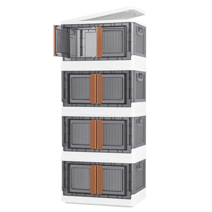 Furmax Storage Bins with Lids Collapsible Storage Cabinet for Closet Organizers, Plastic Container for Clothes, Books, Toys Stackable Storage Box with Wheels for Home, Dorm