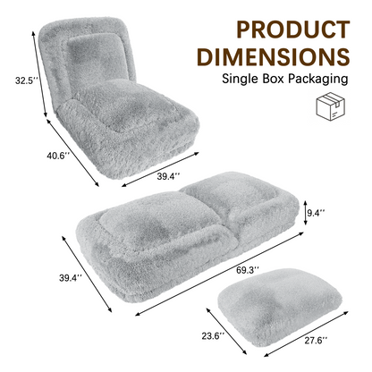 Furmax Soft Faux Fur Adjustable Floor Chair Sofa, Folding Plush Lazy Lounge Chair with Multi-Angle Backrest for Reading, Gaming, Bedroom & Small Spaces