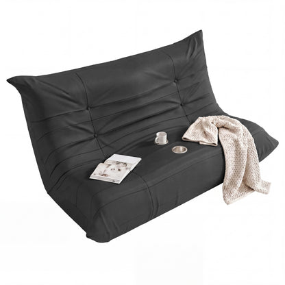 Furmax 66.5" Oversized 2-Seater Floor Sofa Couch with Cup Holders, Premium Solvent-Free Faux Leather Lazy Sofa Chair for Gaming, Movie Nights, Living Room & Dorm, No Assembly Required