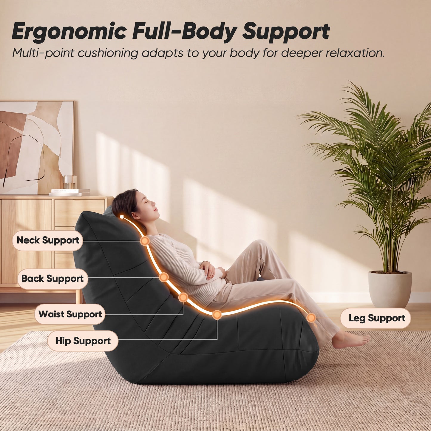 Furmax 66.5" Oversized 2-Seater Floor Sofa Couch with Cup Holders, Premium Solvent-Free Faux Leather Lazy Sofa Chair for Gaming, Movie Nights, Living Room & Dorm, No Assembly Required