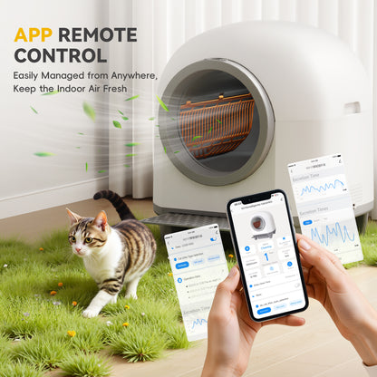 Furmax Self Cleaning cat Litter Box with Mat,Automatic Cat Litter Box for Multiple Cats with Safety Protection and App Control,A Complimentary Garbage Bag