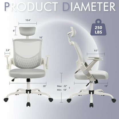 Furmax Office Chair with Lumbar Support Breathable Mesh Ergonomic Office Chair Adjustable Height Computer Chair with Armrests & Casters