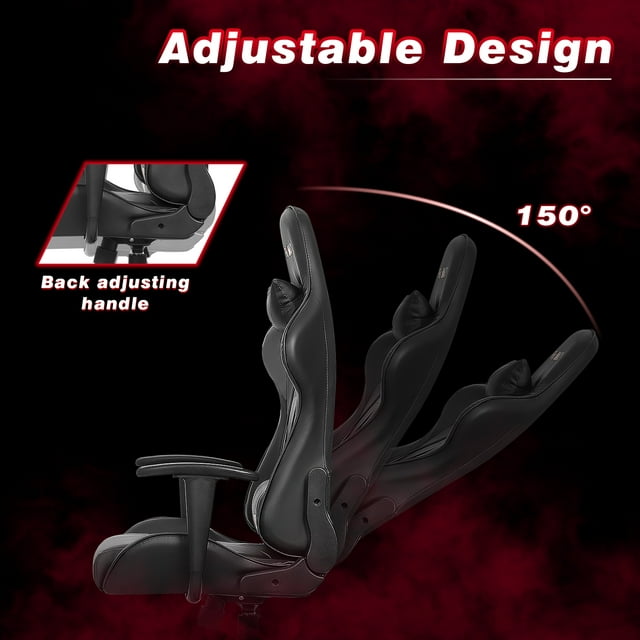 Furmax High-Back Gaming Office Chair Ergonomic Racing Style Adjustable Height Executive Computer Chair with Adjustable Headrest and Lumbar Pillow