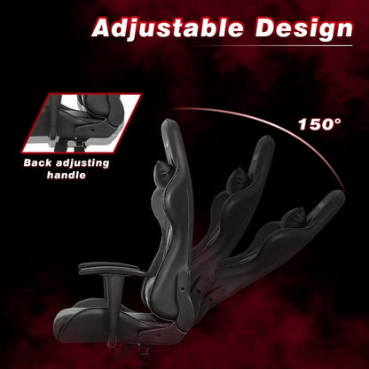 Furmax High-Back Gaming Office Chair Ergonomic Racing Style Adjustable Height Executive Computer Chair with Adjustable Headrest and Lumbar Pillow