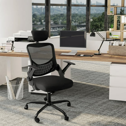 Furmax Office Chair with Lumbar Support Breathable Mesh Ergonomic Office Chair Adjustable Height Computer Chair with Armrests & Casters