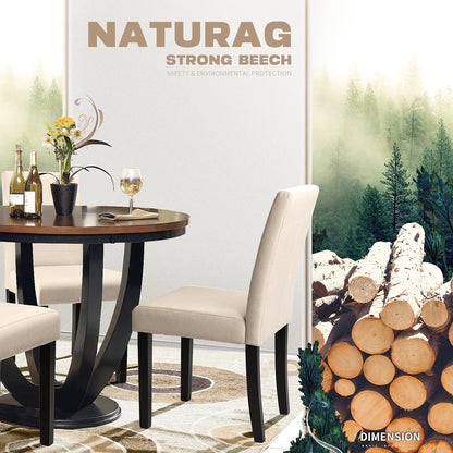 Furmax 4-Piece Upholstered Dining Chair with Wooden Legs, Fabric