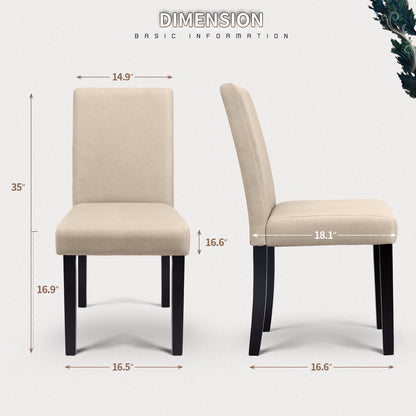 Furmax 4-Piece Upholstered Dining Chair with Wooden Legs, Fabric