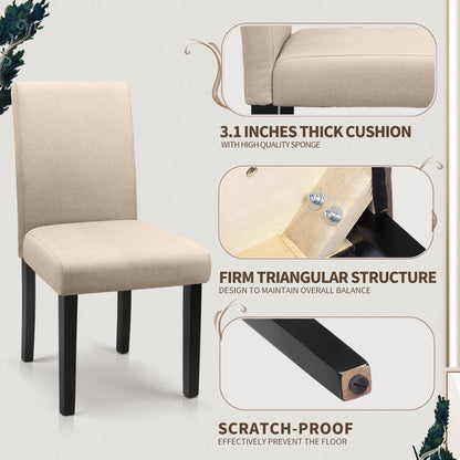 Furmax 4-Piece Upholstered Dining Chair with Wooden Legs, Fabric