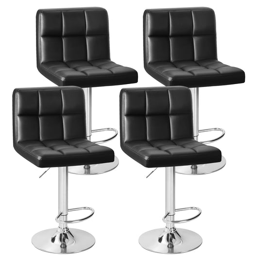 Furmax  Adjustable Armless Swivel Bar Stools with PU Leather, Set of 4