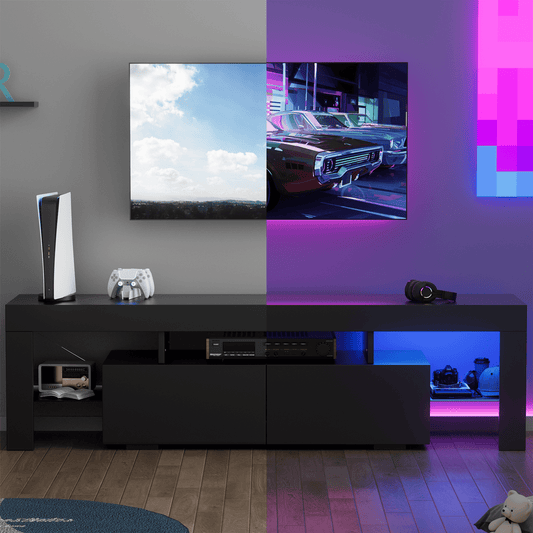 FURMAX TV Stand with LED RGB Lights Flat Screen TV Cabinet