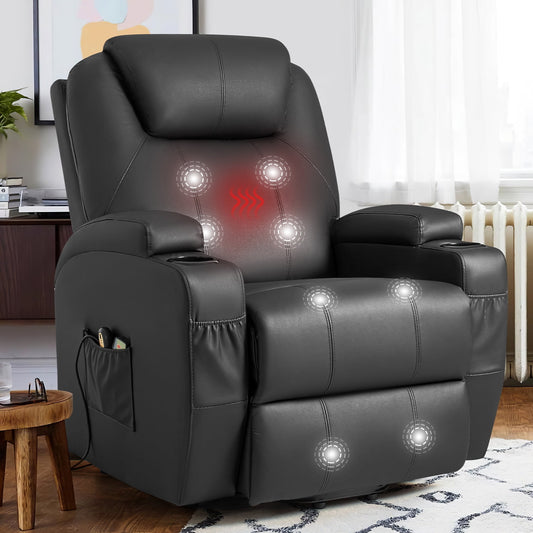 Furmax Electric Reclining Chair Elderly Lift Recliner with Massage and Heating Faux Leather