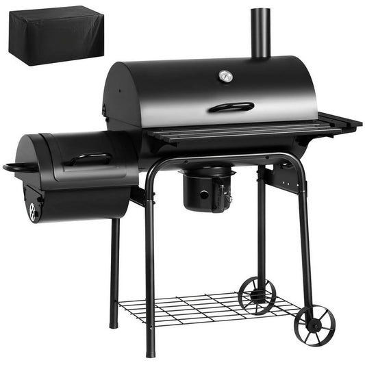 Furmax Charcoal Grill with Offset Smoker Portable Stainless Steel Grill with Cover Versatile Outdoor Camping BBQ and Barrel Smoker for Patio, Backyard & Camping