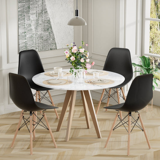 Furmax Pre Assembled Style Mid Century Modern DSW Shell Lounge Plastic Kitchen, Dining, Bedroom, Living Room Side Chairs Set of 4
