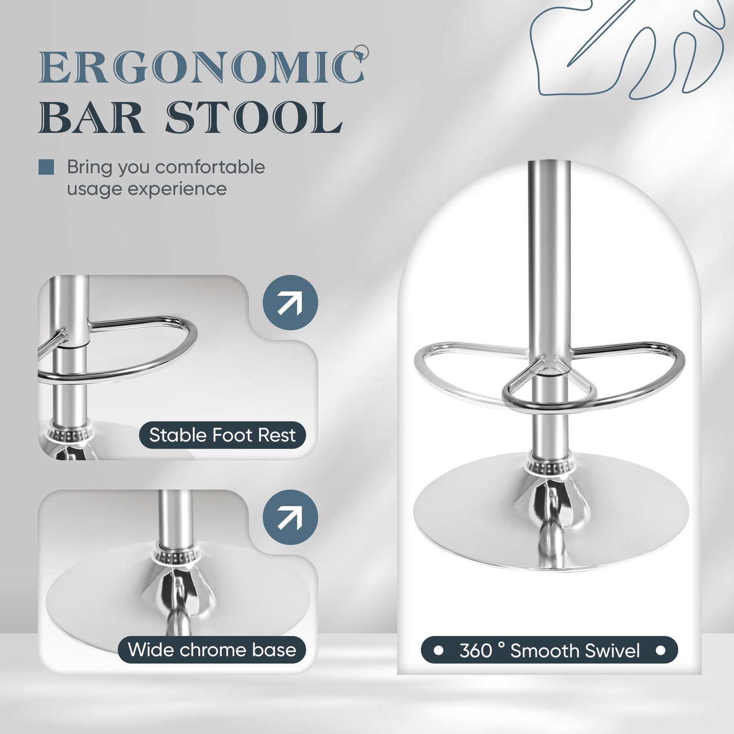 Furmax  Adjustable Armless Swivel Bar Stools with PU Leather, Set of 4