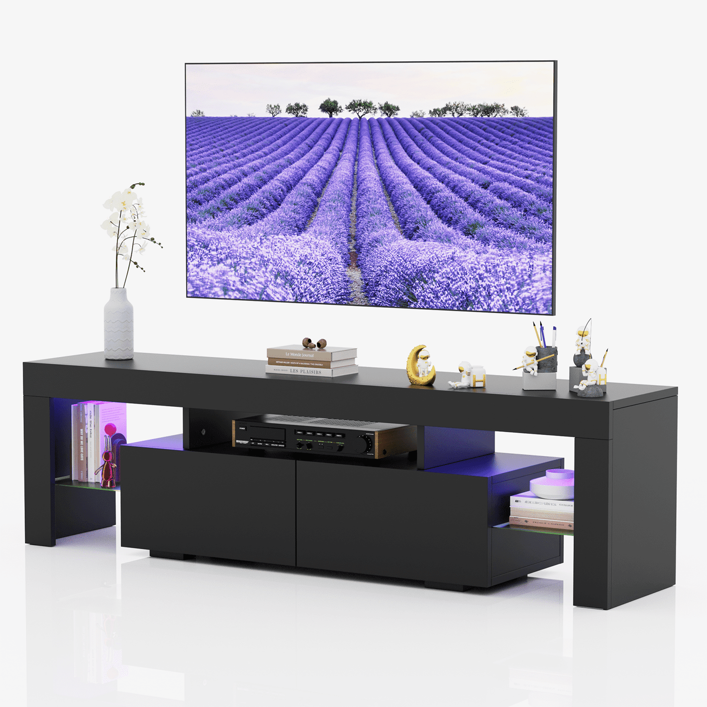 FURMAX TV Stand with LED RGB Lights Flat Screen TV Cabinet
