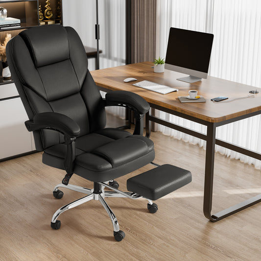 Furmax Reclining Computer Chair Ergonomic Executive Office Chair Height Adjustable Leather Chair With Armsrests