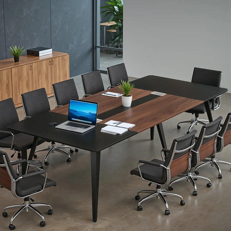 Furmax 8FT Conference Table for 10 People, 94.49L x 47.24W x 29.92H Inches Large Meeting Table with Cable Grommets, Modern Seminar Boardroom Table for Office Conference Room