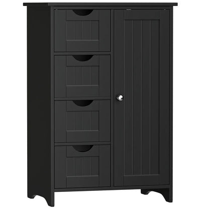 Furmax Wooden Storage Cabinet, Featuring a Freestanding Design with Four Drawers and One Cupboard, Ideal for Organizing Spaces in Homes, Office, Bathrooms, Entryways, and Kitchens