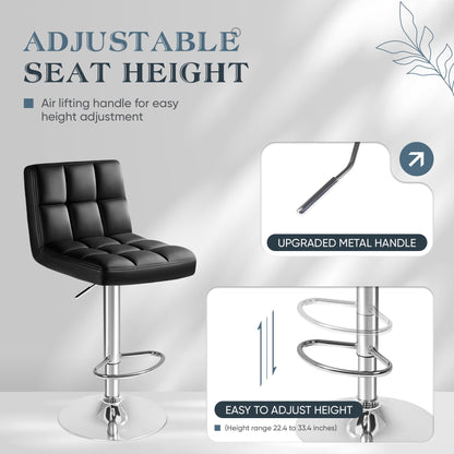 Furmax  Adjustable Armless Swivel Bar Stools with PU Leather, Set of 4