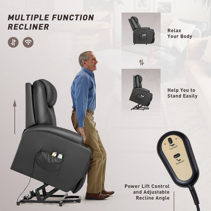 Furmax Electric Reclining Chair Elderly Lift Recliner with Massage and Heating Faux Leather