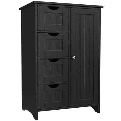 Furmax Wooden Storage Cabinet, Featuring a Freestanding Design with Four Drawers and One Cupboard, Ideal for Organizing Spaces in Homes, Office, Bathrooms, Entryways, and Kitchens