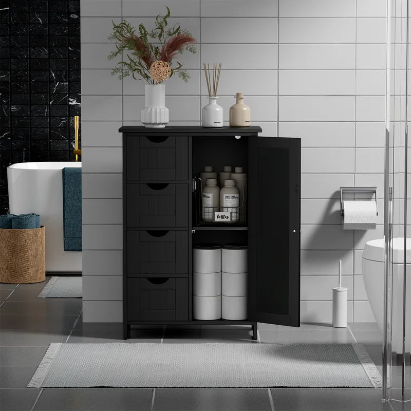 Furmax Wooden Storage Cabinet, Featuring a Freestanding Design with Four Drawers and One Cupboard, Ideal for Organizing Spaces in Homes, Office, Bathrooms, Entryways, and Kitchens
