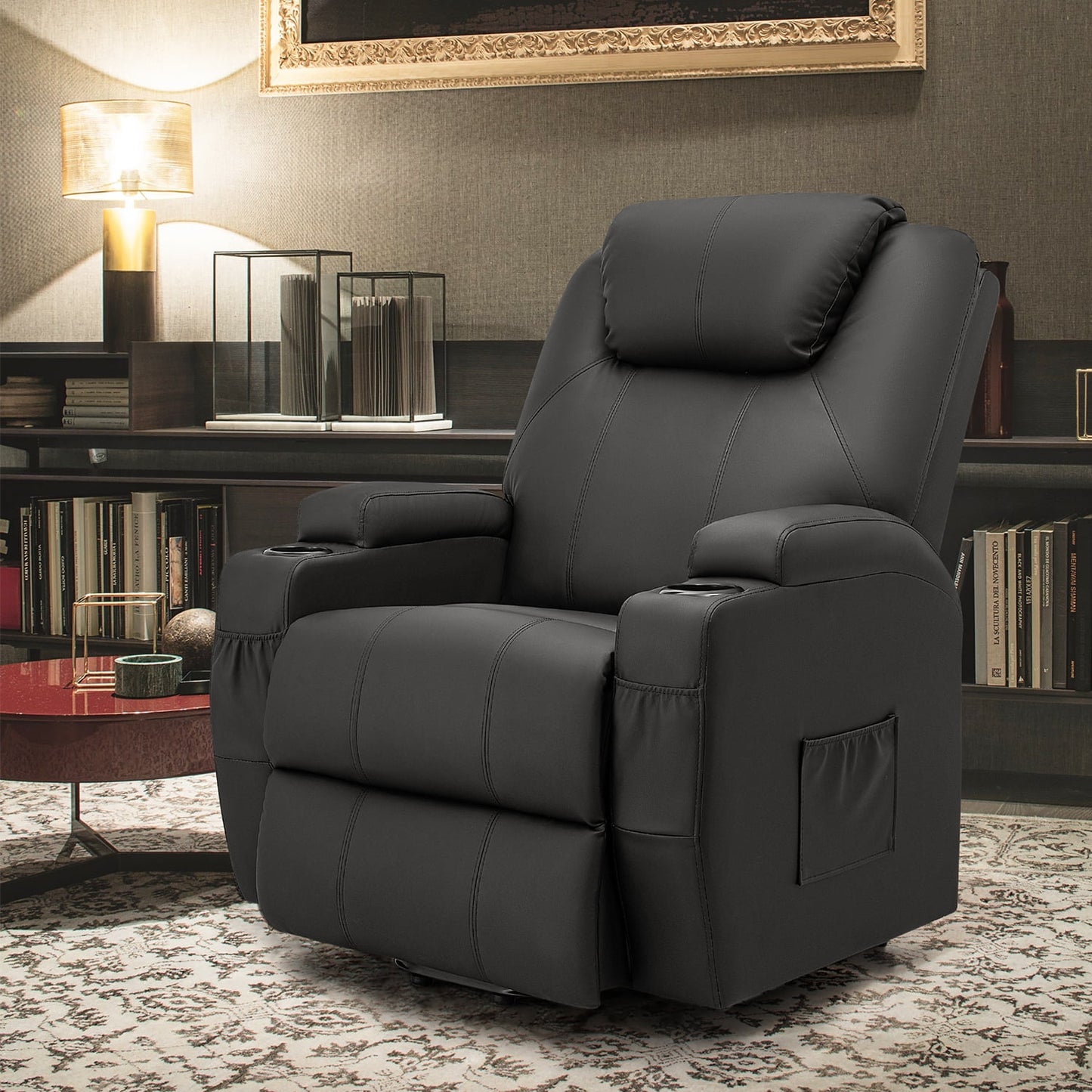 Furmax Electric Reclining Chair Elderly Lift Recliner with Massage and Heating Faux Leather