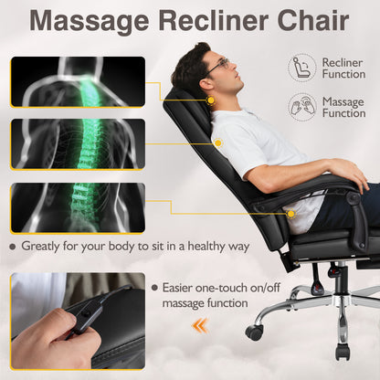 Furmax Reclining Computer Chair Ergonomic Executive Office Chair Height Adjustable Leather Chair With Armsrests
