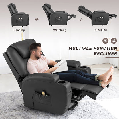 Furmax Electric Reclining Chair Elderly Lift Recliner with Massage and Heating Faux Leather