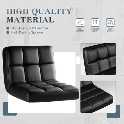 Furmax Black Adjustable Armless Swivel Bar Stools with PU Leather