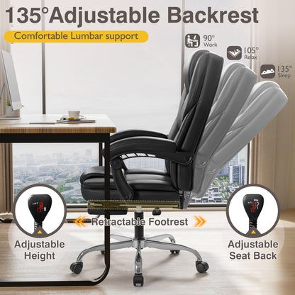 Furmax Reclining Computer Chair Ergonomic Executive Office Chair Height Adjustable Leather Chair With Armsrests