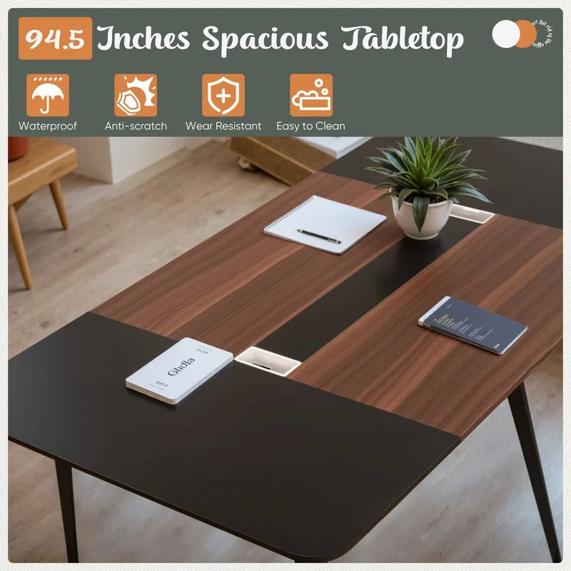 Furmax 8FT Conference Table for 10 People, 94.49L x 47.24W x 29.92H Inches Large Meeting Table with Cable Grommets, Modern Seminar Boardroom Table for Office Conference Room