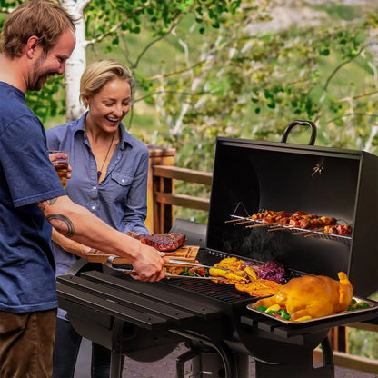 Furmax Charcoal Grill with Offset Smoker Portable Stainless Steel Grill with Cover Versatile Outdoor Camping BBQ and Barrel Smoker for Patio, Backyard & Camping