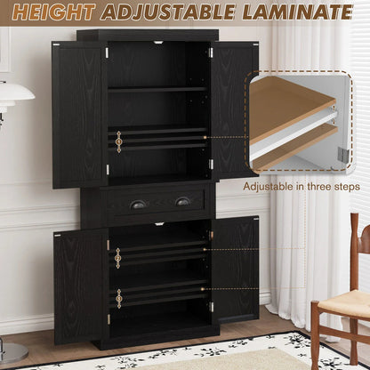 Furmax 72" Pantry Storage Cabinet with Drawers and Adjustable Shelves Cupboard Storage Cabinet for Kitchen Dining Room, Black