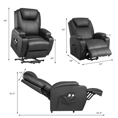 Furmax Electric Reclining Chair Elderly Lift Recliner with Massage and Heating Faux Leather