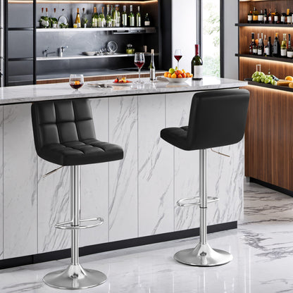 Furmax  Adjustable Armless Swivel Bar Stools with PU Leather, Set of 4