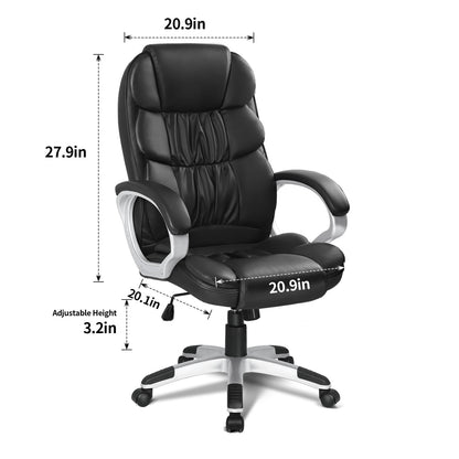 Furmax High Back Office Adjustable Ergonomic Desk Padded Armrests Executive PU Leather Swivel Task Chair with Lumbar Support