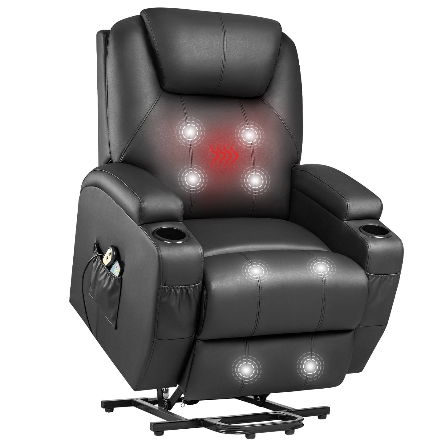 Furmax Electric Reclining Chair Elderly Lift Recliner with Massage and Heating Faux Leather