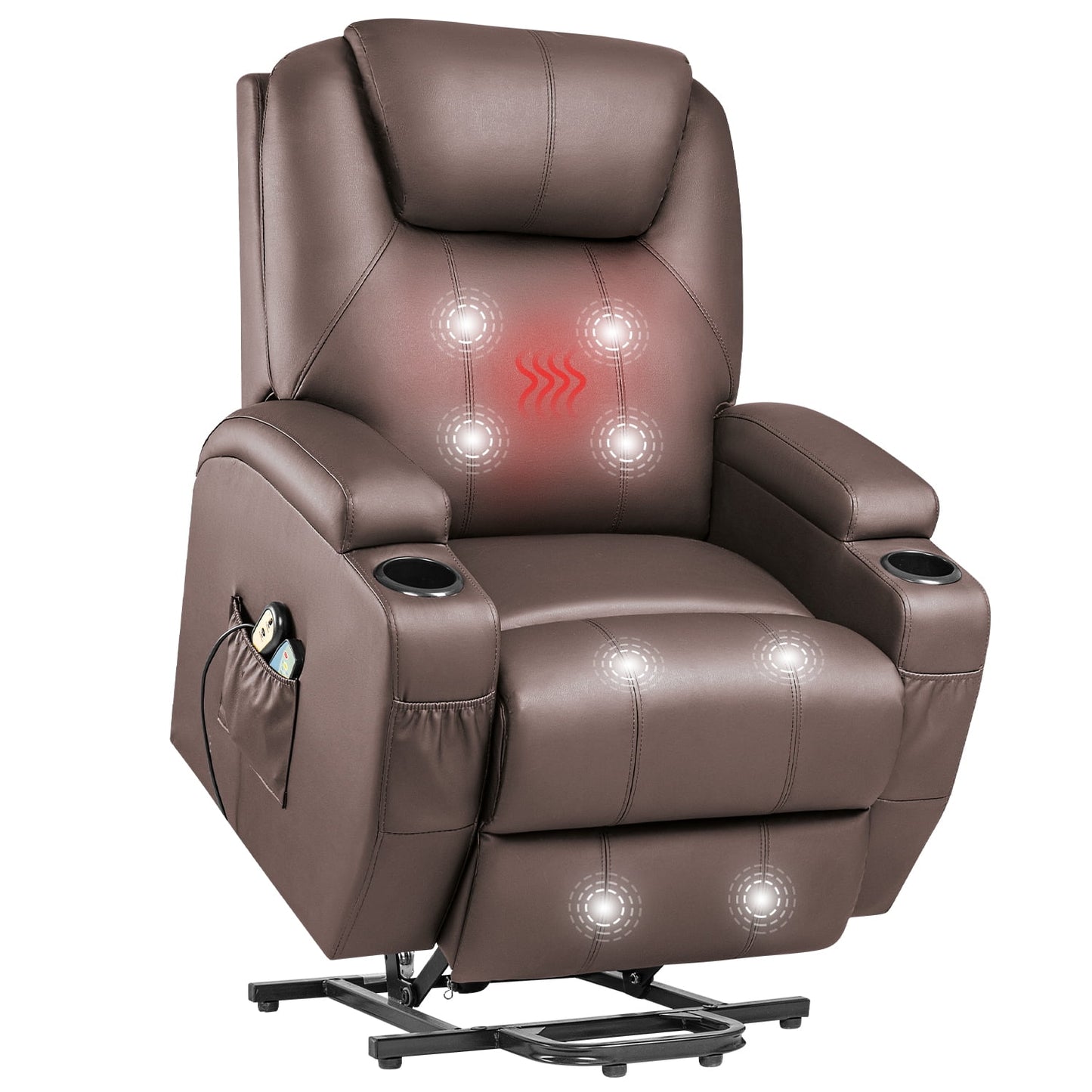 Furmax Electric Reclining Chair Elderly Lift Recliner with Massage and Heating Faux Leather