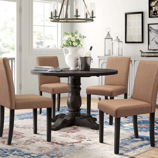 Furmax 4-Piece Upholstered Dining Chair with Wooden Legs, Fabric