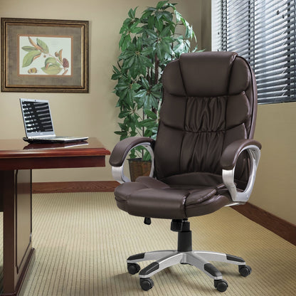 Furmax High Back Office Adjustable Ergonomic Desk Padded Armrests Executive PU Leather Swivel Task Chair with Lumbar Support