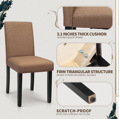 Furmax 4-Piece Upholstered Dining Chair with Wooden Legs, Fabric